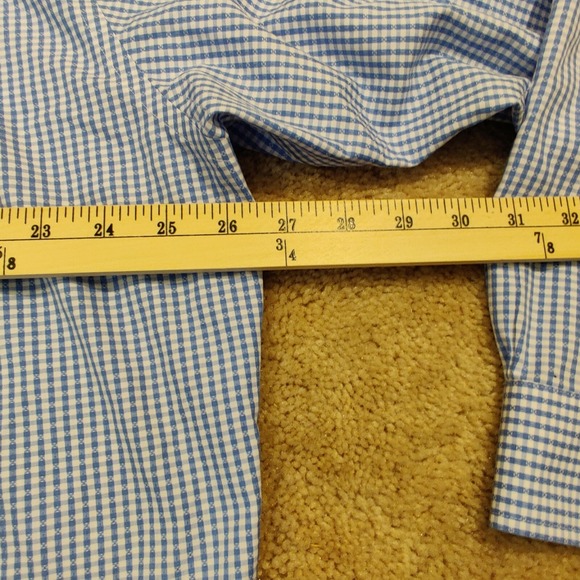 Brooks Brothers Shirt Adult Blue Check 171/2 - 36 Long Sleeve Oxford Men - Picture 6 of 7